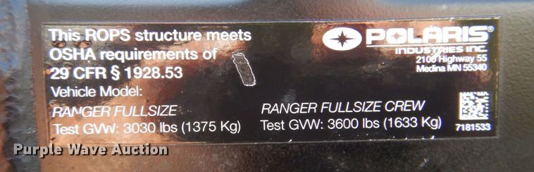 image for item DR2021 2015 Polaris Ranger 900 XP  utility vehicle