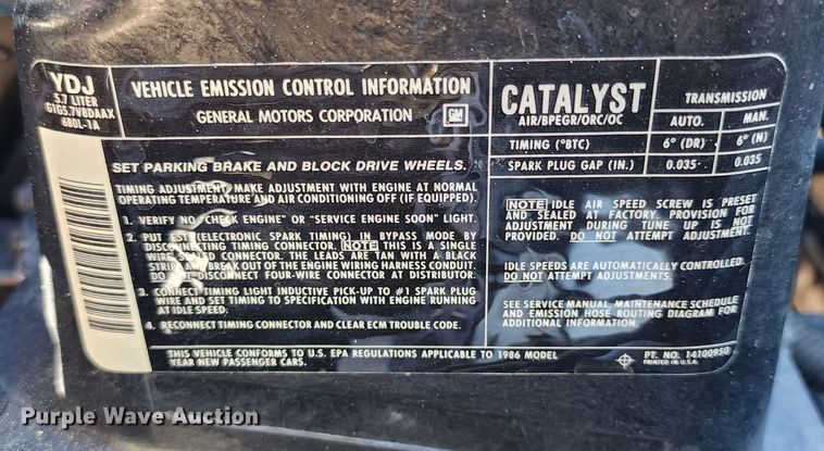 image for item KC9443 1986 Chevrolet Corvette