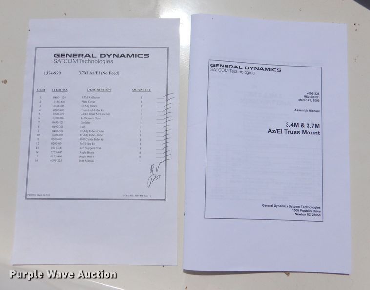 image for item LB9951 General Dynamics 3.7M AZ/El  satellite dish