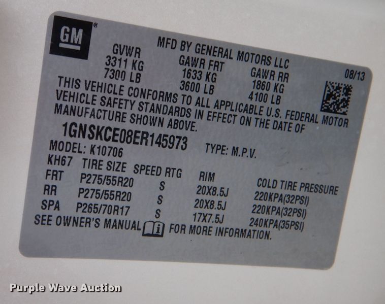 image for item LB9961 2014 Chevrolet Tahoe LTZ  SUV