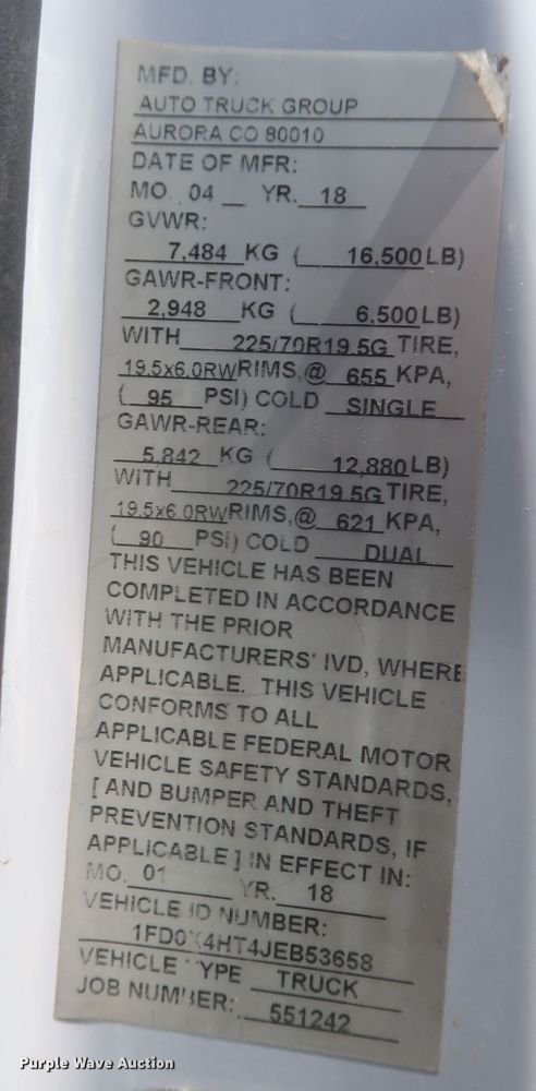 image for item LK9130 2018 Ford F450 Super Duty XL  SuperCab utility / service truck