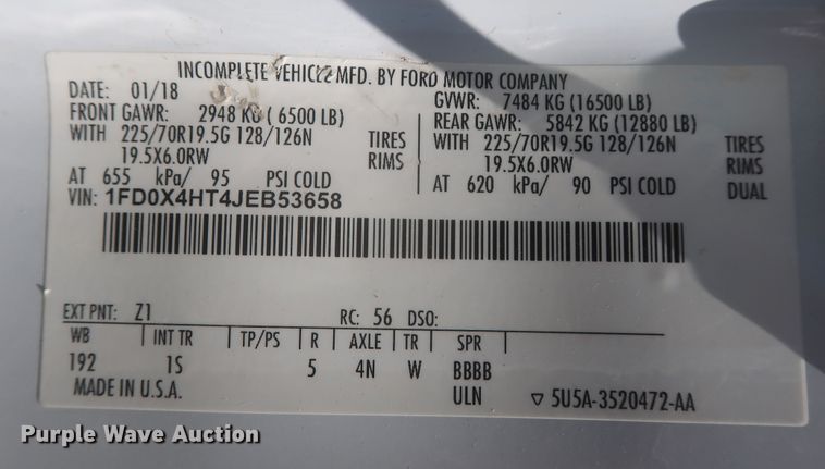 image for item LK9130 2018 Ford F450 Super Duty XL  SuperCab utility / service truck