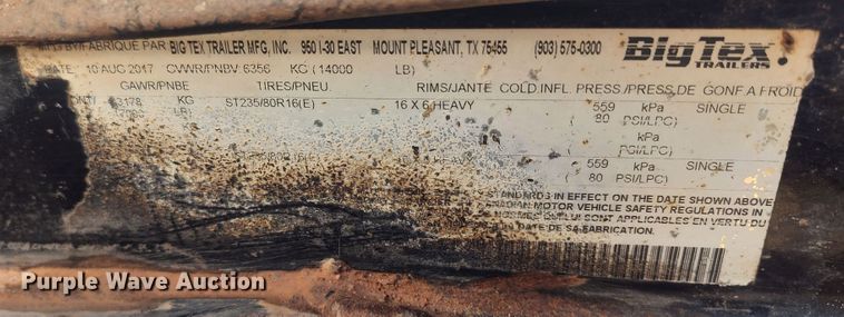 image for item LK9220 2018 Big Tex  tilt deck equipment trailer