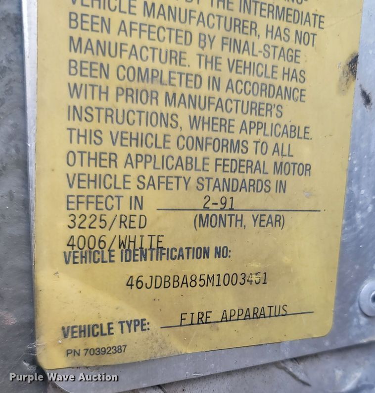 image for item LM9726 1992 Federal Motors Hurricane  aerial platform fire truck