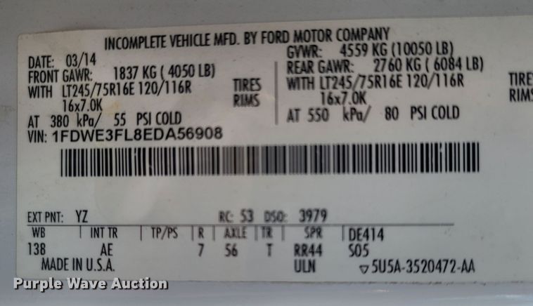 image for item LM9728 2014 Ford E350 Super Duty  box truck