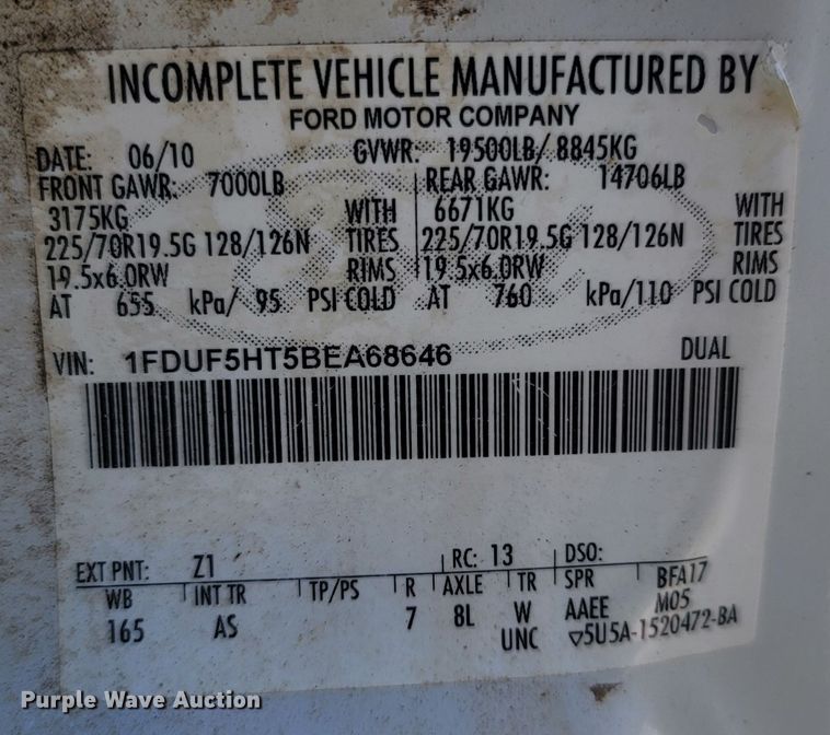 image for item LM9738 2011 Ford F550 Super Duty  dump truck