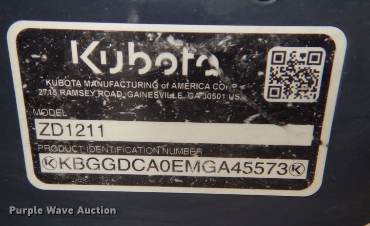 image for item LS9877 Kubota ZD1211  ZTR lawn mower