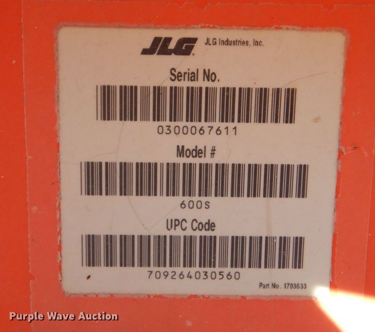 image for item LS9883 2002 JLG 600S  boom lift