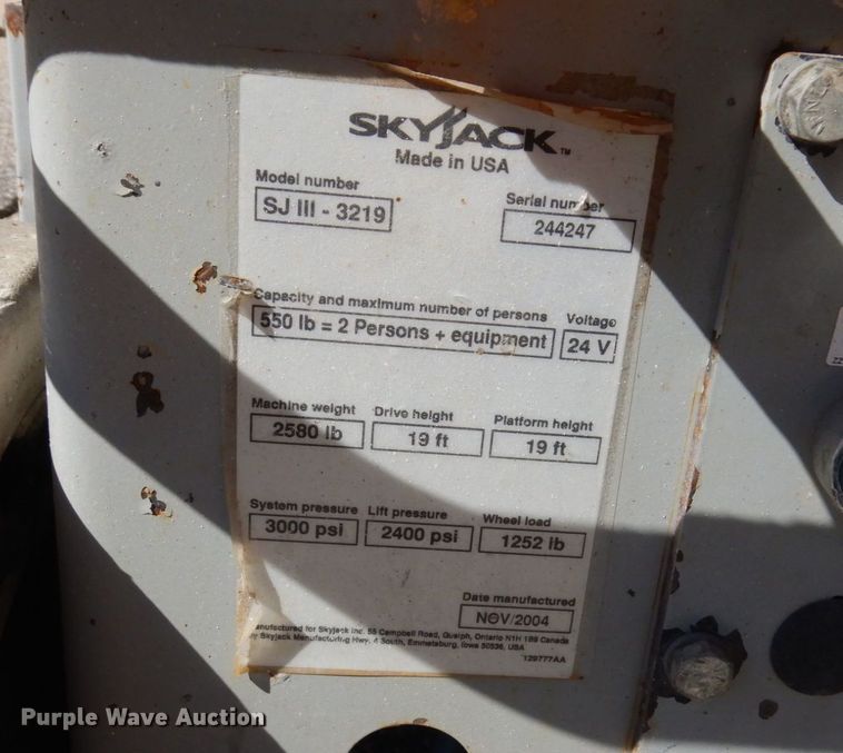 image for item MH9130 2004 Skyjack SJIII 3219  scissor lift