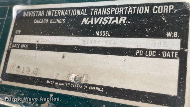 image for item MJ9156 1988 International F1954  water truck