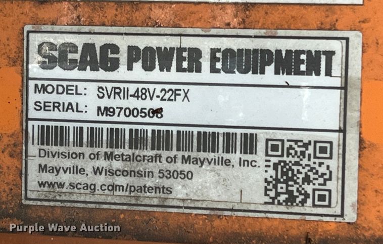 image for item MQ9815 Scag SVRII-48V-22FX  ZTR lawn mower