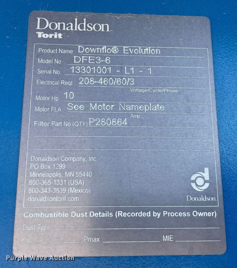 image for item MR9317 Donaldson Torit Downflo Evolution DFE3-6  dust collector