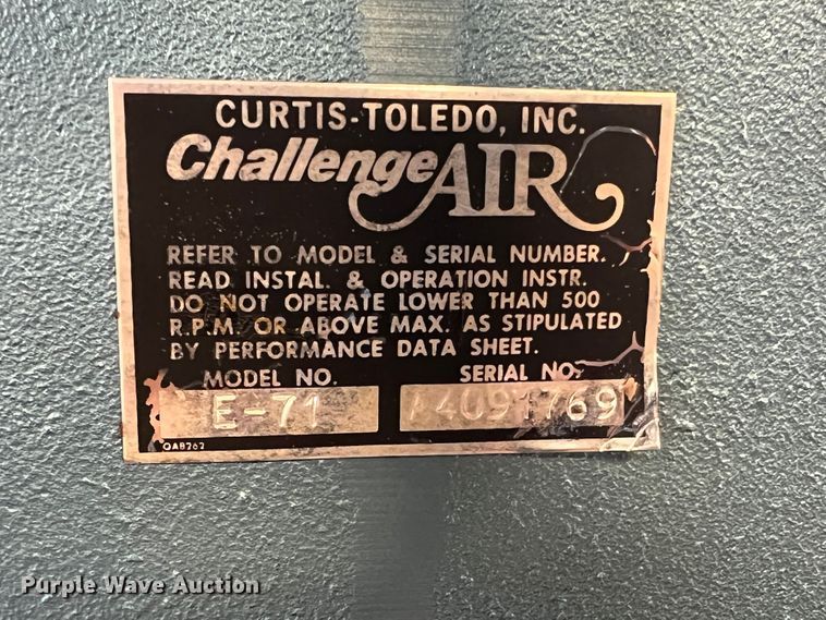 image for item MR9821 Curtis 10VT12-A3  air compressor