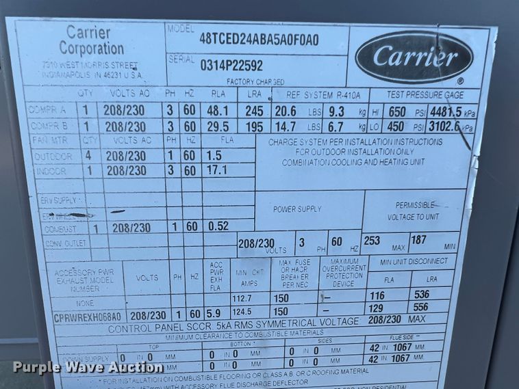 image for item MR9823 Carrier 48TCED24ABA5A0F0A0  AC unit