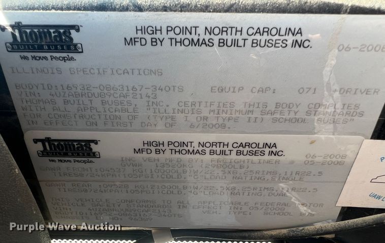 image for item MR9839 2009 Freightliner B2  school bus