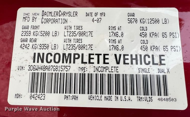 image for item MR9855 2007 Dodge Ram 3500HD Laramie  Quad Cab tow truck