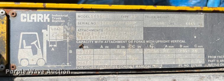 image for item MU9213 Clark GCS30MB  forklift