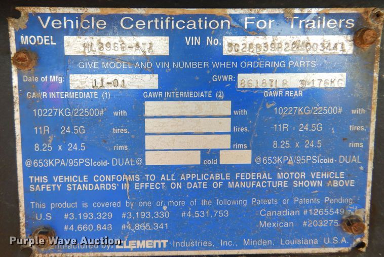 image for item DB7793 2002 Clements HL3966-ATP  end dump trailer