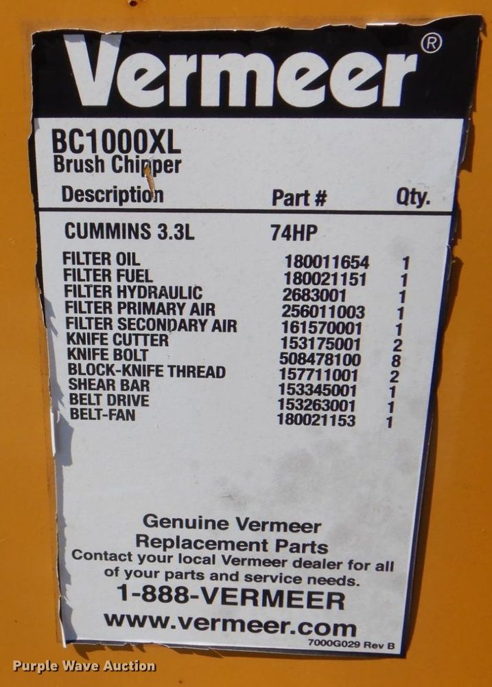 image for item DH7510 2013 Vermeer BC1000XL  wood chipper