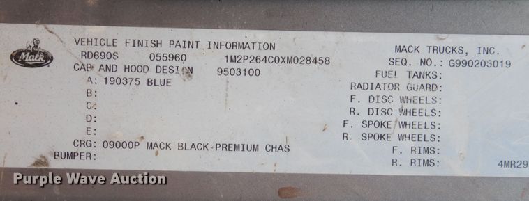 image for item DJ8986 1999 Mack RD690S  ready mix truck