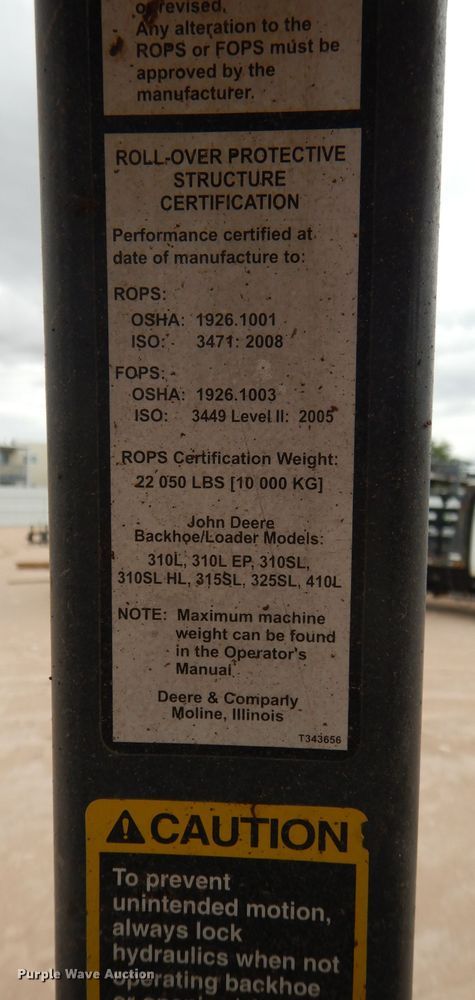 image for item DJ8991 2015 John Deere 310SL  backhoe