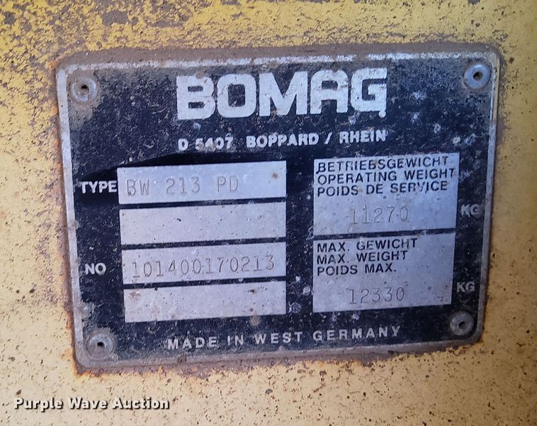image for item DN6840 1987 Bomag BW213PD  single drum vibratory roller