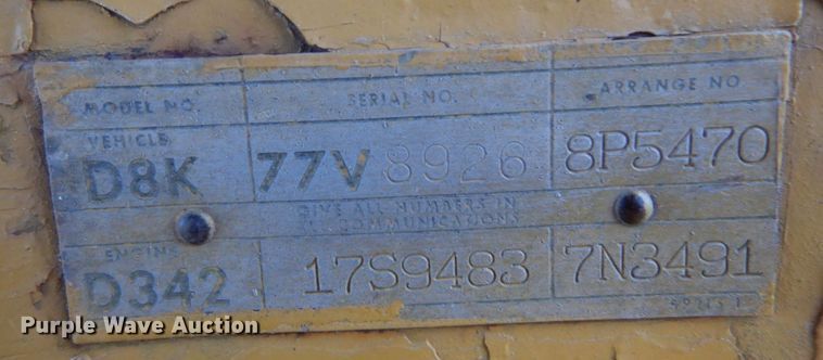 image for item DO1577 1977 Caterpillar D8K  dozer