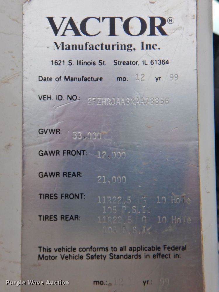 image for item DP4720 1999 Sterling L7501  sewer jetter truck