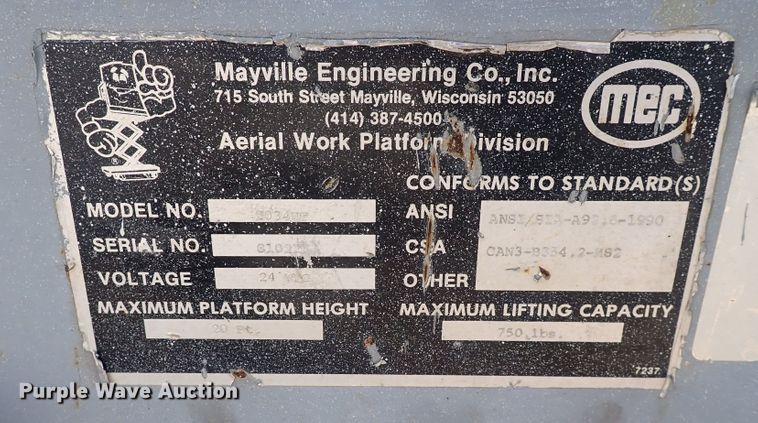 image for item DQ2878 Mec 2034UT  scissor lift