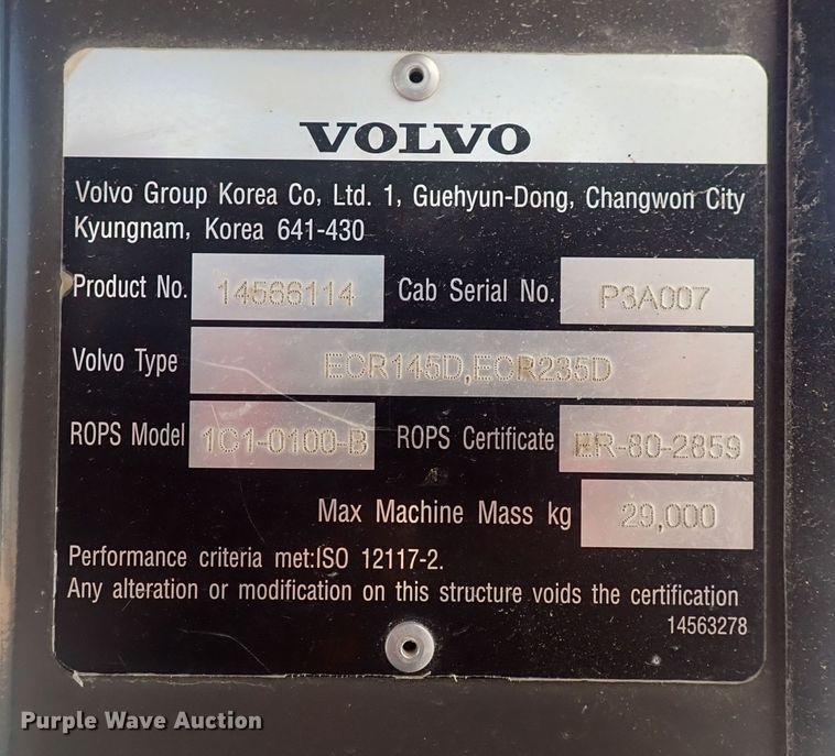 image for item DQ2904 2013 Volvo ECR235DL  excavator