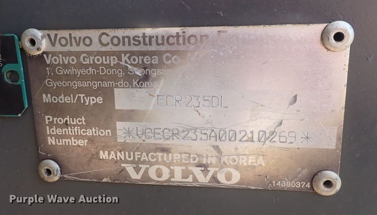 image for item DQ2904 2013 Volvo ECR235DL  excavator