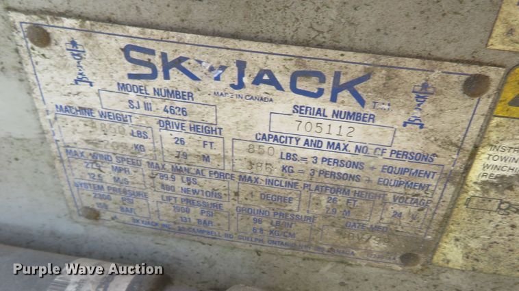 image for item DR0116 2000 Skyjack SJIII 4626  scissor lift