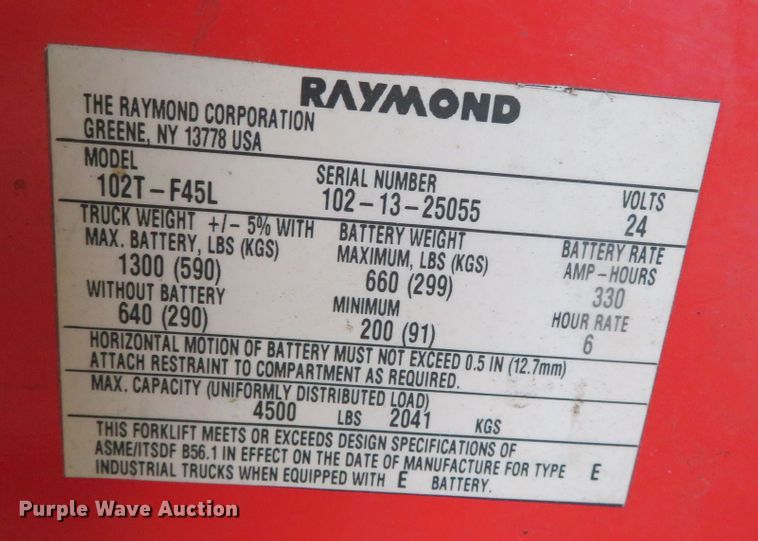 image for item DR0117 (4) Raymond 102T-F45L pallet jacks