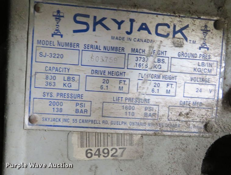 image for item DR0119 1997 Skyjack SJIII 3220  scissor lift
