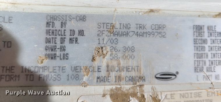 image for item JA9878 2004 Sterling L-Line  dump flatbed truck