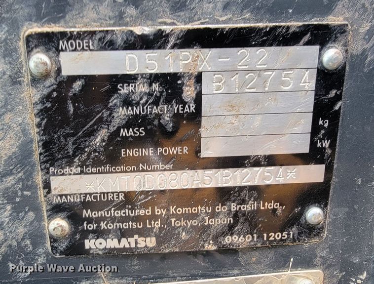 image for item JC9617 2013 Komatsu D51PX-22  dozer