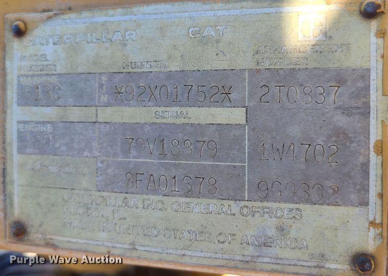 image for item KH9358 1989 Caterpillar 613C  elevating scraper