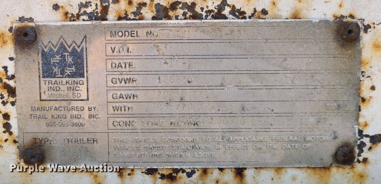 image for item KH9366 1998 Trail King TK100HDS  lowboy equipment trailer