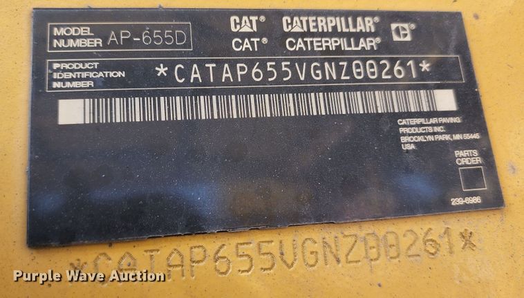 image for item KT9898 2008 Caterpillar AP655D  paver