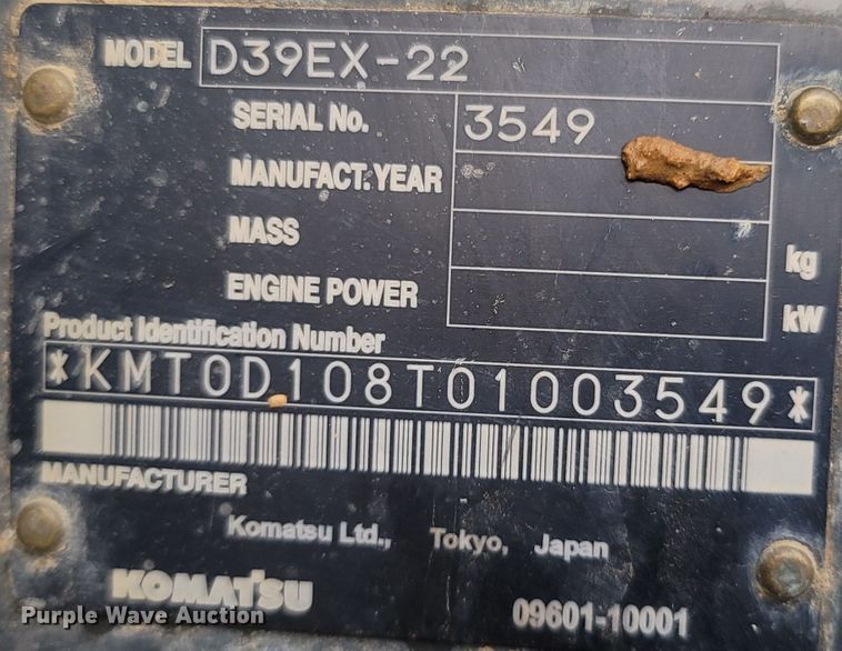 image for item LM9701 2011 Komatsu D39EX-22  dozer