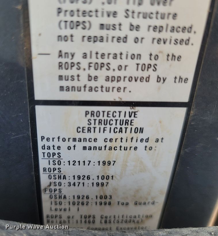 image for item LM9715 2012 John Deere 50D  mini excavator