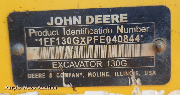 image for item LM9716 2015 John Deere 130G  excavator