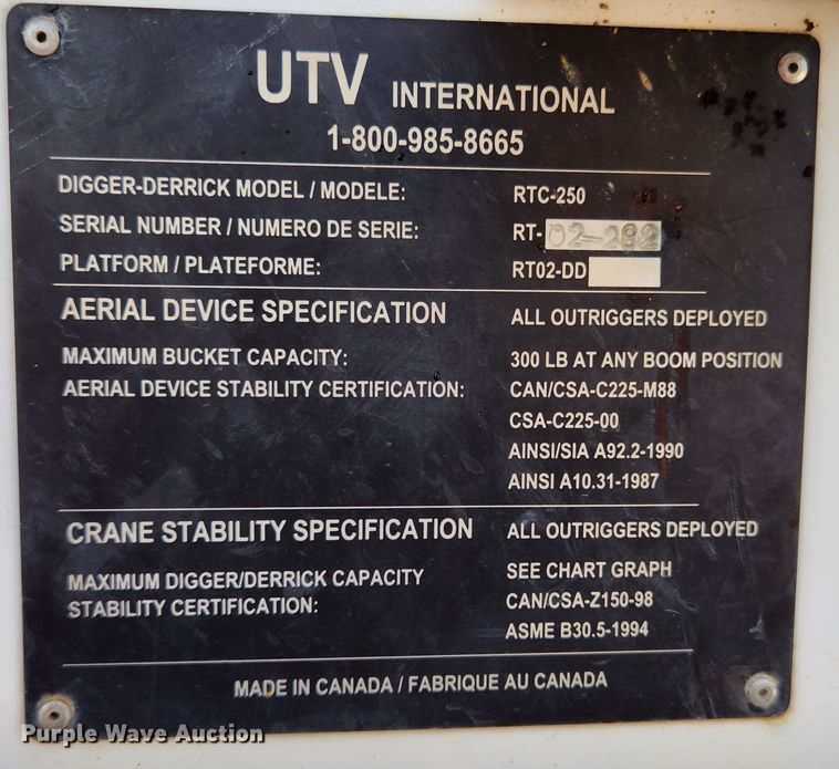 image for item MK9298 2006 UTV International RT02DD-608  mini digger derrick