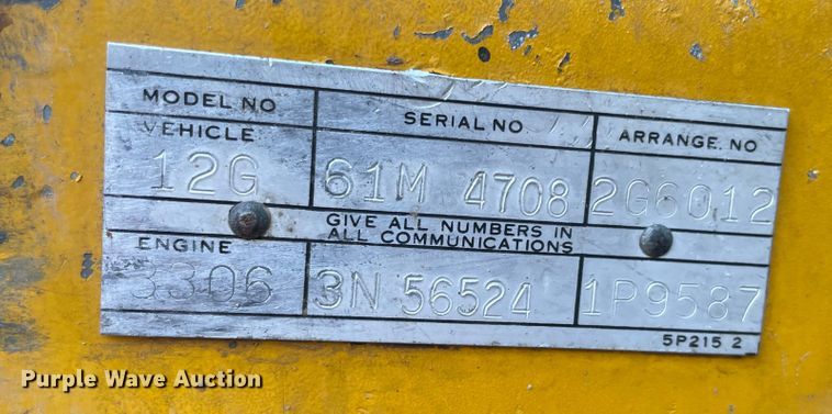 image for item MR9290 1977 Caterpillar 12G  motor grader