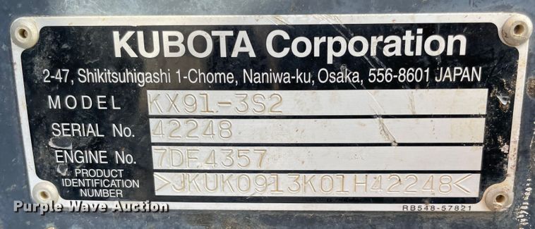 image for item MR9326 2013 Kubota KX91-3 Super Series 2  mini excavator