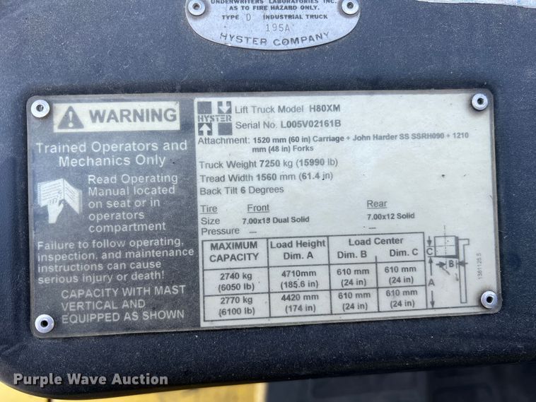 image for item MR9829 Hyster H89XM  forklift