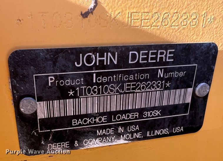 image for item MR9844 2014 John Deere 310SK  backhoe