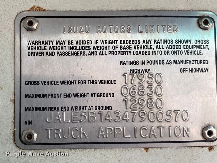 image for item DK7052 2004 Isuzu NQR  sewer jetter truck