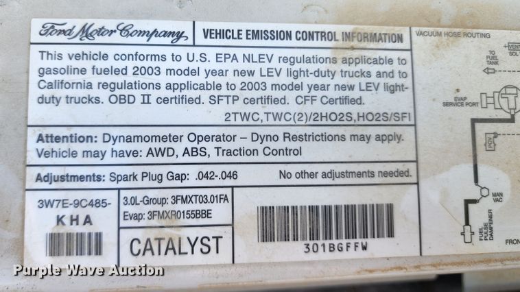 image for item DL6673 2003 Ford Ranger  pickup truck