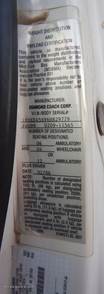 image for item DM3149 2006 Ford E450 Super Duty  shuttle bus